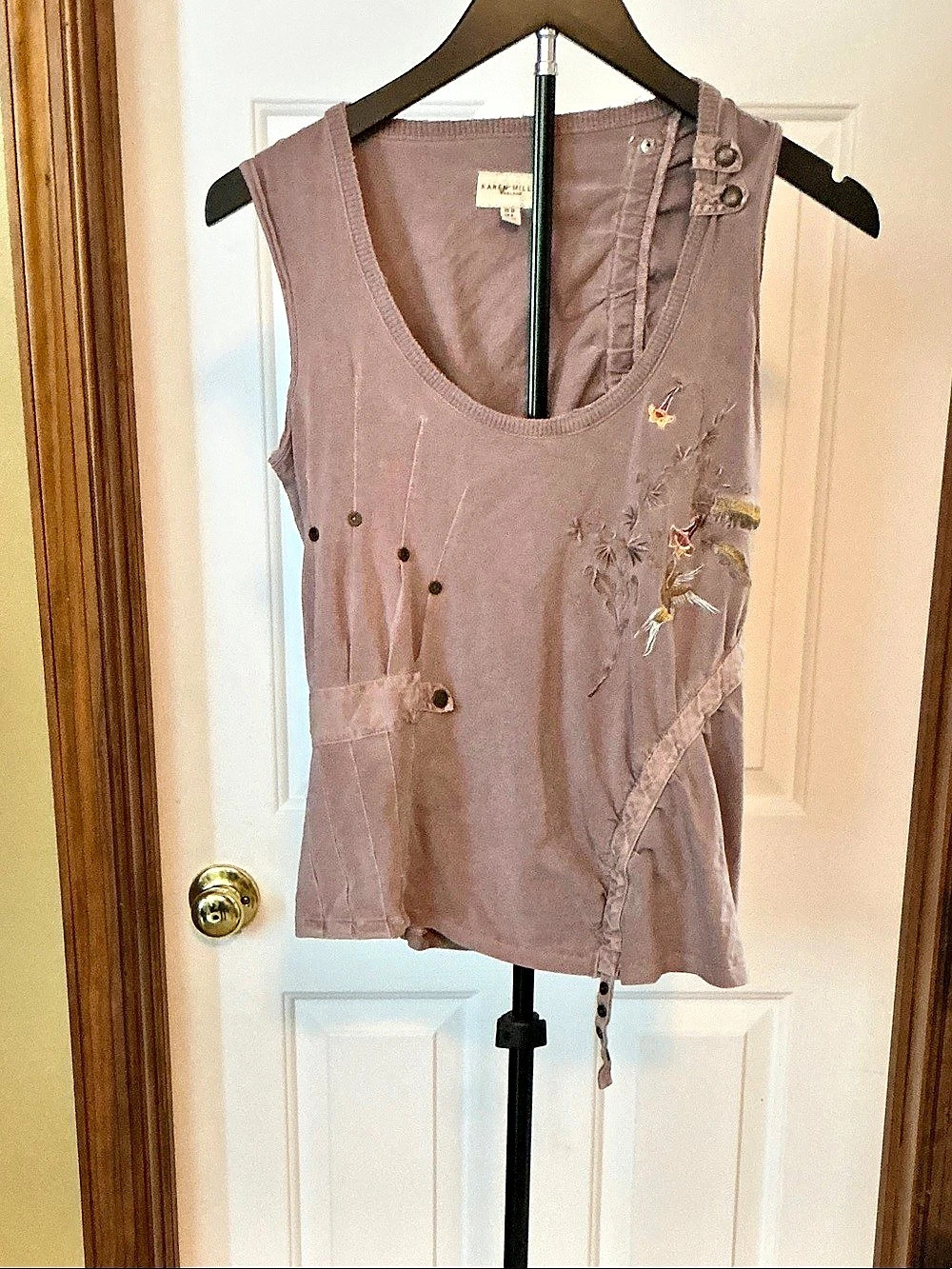 Karen Millen Embroidered Tank Top in Greycc US 6